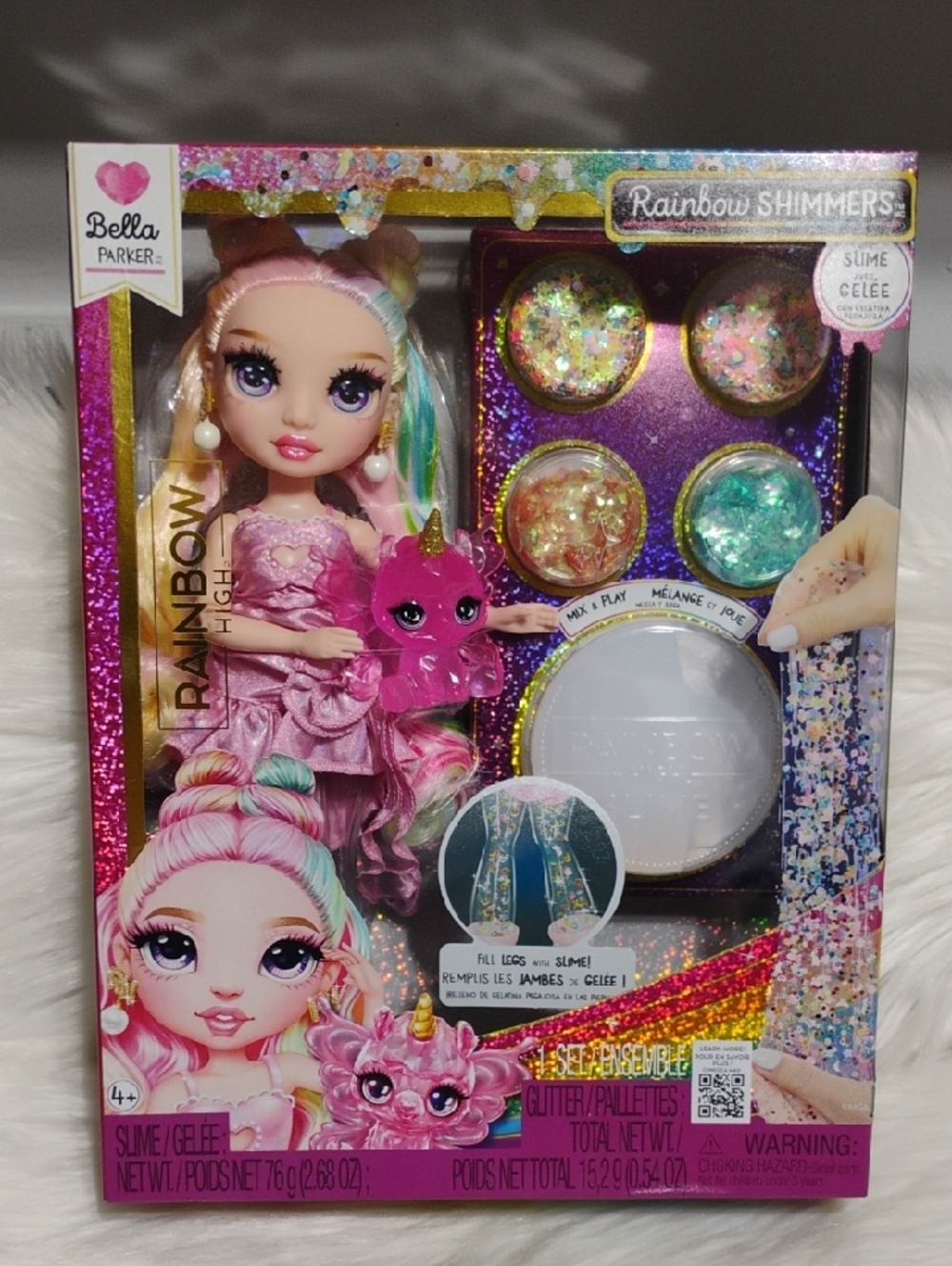 (C-62) New Rainbow High Shimmers Bella Parker Doll W Slime